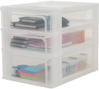 Iris Ohyama Unidad de cajones de almacenamiento de escritorio con 2 cajones superficiales y 1 cajón profundo, Blanco, para oficina, útiles escolares, hogar, torre, organizador multiusos, OCH-2021