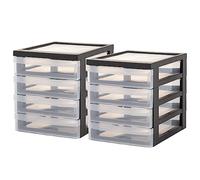 Iris Ohyama Unidad de cajones de almacenamiento de escritorio con 3 cajones superficiales, juego de 2, Negro, A4, documentos, accesorios, para oficina, útiles escolares, hogar, torre, DC-A5