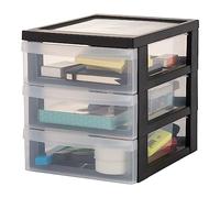 Iris Ohyama Unidad de cajones de almacenamiento de escritorio con 3 cajones superficiales, Negro, A4, documentos, accesorios, para oficina, útiles escolares, hogar, torre, DC-A5