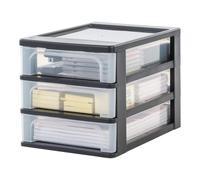 Iris Ohyama, Unidad de cajones de almacenamiento de escritorio con 3 cajones superficiales, Negro, A4, documentos, accesorios, para oficina, útiles escolares, hogar, torre, organizador, OCH-2030