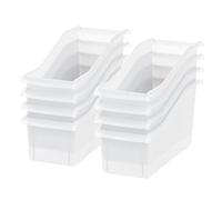 IRIS USA 38 cm de largo x 15 cm de ancho, contenedor de plástico para libros y almacenamiento de papel, paquete de 8, carpeta vertical de plástico para cuadernos, archivadores, caja organizadora de