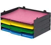 IRIS USA - Bandeja organizadora de Papel de Metal para Cartas, Paquete de 4, para Soporte de Archivos de Carta/A4, papeleo, Organizador de Archivos de Escritorio, Bandeja apilable para Suministros de