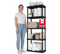 Iris USA - Estantería de plástico Resistente de 5 Niveles, 64 Pulgadas de Alto, 40 Libras por Estante, Organizador de Almacenamiento Modular para el hogar, sótano, lavandería y lavadero, 12 Pulgadas
