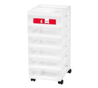 IRIS USA, Inc. Cajón de almacenamiento de plástico, carrito con tapa organizadora, blanco, 6