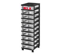 IRIS USA MC - Cajón de almacenamiento de plástico con organizador superior, 10 unidades, color negro