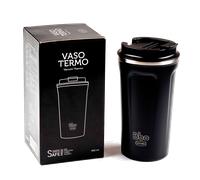 IRISANA Vaso térmico BBO 450 ml - Acero inoxidable, tapa hermética y doble pared Black