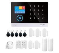 Irishom Sistema de Alarma Domestica Inalámbrica 433MHz WiFi + gsm,Pantalla LCD Sensor de Puerta Sensor de Movimiento PIR Compatible con Alexa Google Home