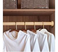 ISCBAFYX Barra para guardarropa de Madera Maciza, Soporte para Ropa para Armario, Percha para Abrigos de Dormitorio con Brida, Barra organizadora Ovalada para lavandería, guardería (Natural, 110cm(43
