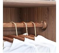 ISCBAFYX Barra para guardarropa de Madera Maciza, Soporte para Ropa para Armario, Percha para Abrigos de Dormitorio con Brida, Barra organizadora de Ropa Ovalada para lavandería, guardería (marrón,