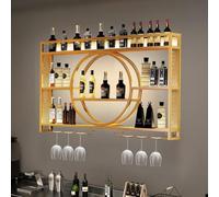 ISCBAFYX Botellero de Pared de 3 Niveles con Soporte para Copas, estantes de Cocina para Almacenamiento de licores, Unidad de Bar para el hogar y Armario para cócteles, 100 cm