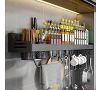 ISCBAFYX Especiero montado en la Pared: Estante Ajustable para tarros y condimentos Fácil instalación con Adhesivo o Tornillo Solución de Almacenamiento en la Cocina Comodidad para Ahorrar Espacio