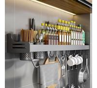 ISCBAFYX Especiero montado en la Pared: Estante Ajustable para tarros y condimentos Fácil instalación con Adhesivo o Tornillo Solución de Almacenamiento en la Cocina Ahorro de Espacio