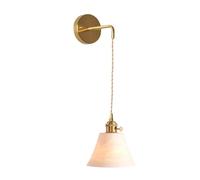 ISCBAFYX Lámpara de Pared, lámpara de Pared Frontal con Espejo de latón japonés Retro - Dormitorio, mesita de Noche, Pantalla de cerámica, Aplique de Pared LED para el hogar, Accesorio de iluminación