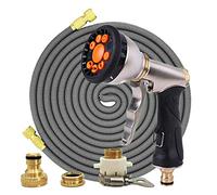 ISCBAFYX Manguera mágica de jardín de 25 pies a 100 pies, telescópica, Flexible, de plástico, para Lavado de Autos, Pistola rociadora de Metal, riego al Aire Libre, ampliamente Utilizada (Kit de