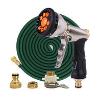 ISCBAFYX Manguera mágica de jardín de 25 pies a 100 pies, telescópica, Flexible, de plástico, para Lavado de Autos, Pistola rociadora de Metal, riego al Aire Libre, ampliamente Utilizada (Kit de