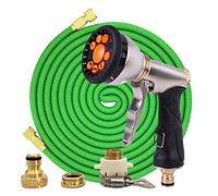 ISCBAFYX Manguera mágica de jardín de 25 pies a 100 pies, telescópica, Flexible, de plástico, para Lavado de Autos, Pistola rociadora de Metal, riego al Aire Libre, ampliamente Utilizada (Kit de