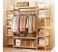 ISCBAFYX Perchero de bambú para Ropa, Armario Abierto de Madera con 12 estantes, Minimalista, Ideal para Dormitorio, Sala de Estar, Pasillo, solución de Almacenamiento Elegante y Funcional