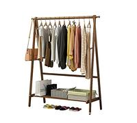 ISCBAFYX Perchero de bambú para Ropa, Perchero de pie de Madera Natural con 2 Ganchos y 1 Estante para Dormitorio, Pasillo, Sala de Estar