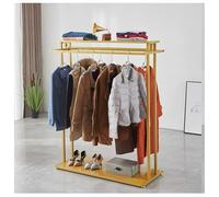 ISCBAFYX Perchero de Metal Resistente con Estante Superior, Varillas Dobles para Colgar para Almacenamiento de Ropa, Expositor de Suelo para Abrigos, Camisas, Zapatos, Bolsos