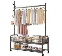ISCBAFYX Perchero Industrial con Almacenamiento para Zapatos y Ganchos Estructura de Acero Resistente Perchas para Ropa Nizer de Entrada 90/120 cm x 35 cm x 176 cm Soporta hasta 10 kg