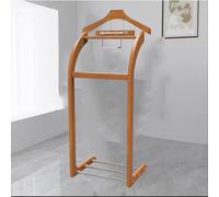 ISCBAFYX Valet Valet para Hombre Multifuncional de Madera Maciza con Percha contorneada, Barra para Pantalones, Ganchos para Corbatas y Cinturones, Zapatero, Ideal para Ajustar Trajes, Abrigos y