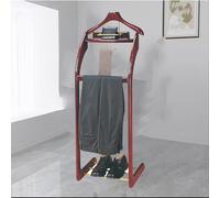 ISCBAFYX Valet Valet Valet de Madera Maciza para Hombres - Nizer Multifuncional con Percha Contorneada Estante Superior Barra para Pantalones Ganchos para Corbatas y Cinturones Zapatero - Ideal para