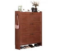 ISCBAFYX Zapatero de Madera con 3 cajones y Cubo basculante, Ganchos de Almacenamiento Grandes para encimera, Zapatero niser para Muebles de Pasillo