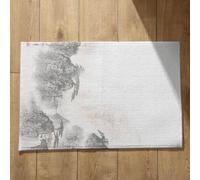 Isdreem Alfombra Comedor Alfombrilla Ducha Antideslizante Pintura Paisaje con Tinta Estilo Chino Limpia Zapatos Felpudo Friends Lavable Máquina, 45x75Cm