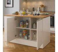 Isla de Cocina, 155x90x90h cm Blanco Brillante, Modular, Italy