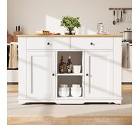 Isla de cocina, carrito de cocina equipado con regleta de enchufes, armario de cocina, carro de servicio con superficie de trabajo, aparador
