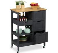 Isla de cocina Relaxdays, rectangular, fabricada con tablero de fibra de densidad media (MDF), color , material: madera, dimensiones: 38,5 cm x 68,5 cm
