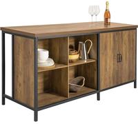 Isla de cocina Sobuy - Armario de cocina - Mesa de trabajo para cocina - Armario de almacenamiento - Encimera - Armario con 2 puertas y 4 compartimentos cúbicos - Estilo industrial