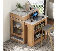Isla de cocina STILVORA con ruedas, mesa extensible con tablero desmontable, barra con enchufes, que puede utilizarse como isla de cocina, encimera, aparador o barra