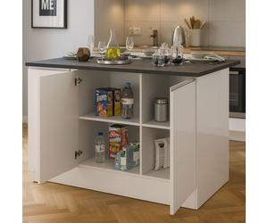 Isla de Cocina Tartaro, 155x90x90h cm Blanco Brillante, Modular Italy