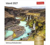 Island Sehnsuchtskalender 2027 - Wochenkalender mit 53 Postkarten: Fernweh in einem Foto-Kalender zum Aufstellen. Die schönsten Landschaften Islands als Postkarten in einem Tischkalender