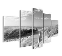 islandburner Cuadro en lienzo de playa en blanco y negro de Langeoog MF XXL póster de pared pared decoración salón marca
