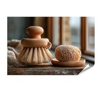 islandburner Póster prémium con cepillo de baño natural y piedra pómez para decoración de baño, perfecto para los amantes del bienestar, formato grande