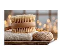 islandburner Póster premium relajante con cepillo de baño natural y piedra pómez, decoración para baño para amantes del bienestar, estándar