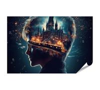 islandburner Póster XXL de viaje a Hogwarts en la noche para dormitorio Harry Librería Premium Imágenes Impresión fotográfica
