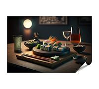islandburner Prime Picture Poster Sushi Roll Set Restaurante Japonés Maki Comida Servido Mesa Sushi Ro Premium Imágenes Impresión fotográfica