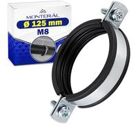 Isofónica Abrazadera Metalicas para Tubos M8 con Junta Goma Para Tuberías Ø 125 mm - Abrazadera Metalica para Tubo Hechas de Acero Galvanizado - MONTERAL