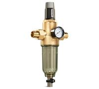 iSpring WSP50PRG Filtro de Sedimentos de 3/4''-1'' con Reductor de Presión, Filtro de Agua Reutilizable para Toda la Casa, Latón sin Plomo, Prefiltro de Filtración de 50 Micras