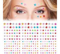 Isslly 352 Pegatinas De Gemas De Estrella Para El Rostro, Colores Y Tamaños Variados, Diamantes De Imitación Para El Rostro, Joyas Corporales Para Mujeres Y Niñas, Pegatinas De Tatuajes De Estrellas