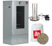 ITA Horno ahumador 7000: Armario ahumador de alta calidad con 3 niveles. Fabricado en acero aleado, con ventana de visualización y termómetro. Calidad fabricada en la UE, directamente del fabricante