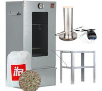 ITA Horno ahumador 7000: Armario ahumador de alta calidad con 3 niveles. Fabricado en acero aleado, con ventana de visualización y termómetro. Calidad fabricada en la UE, directamente del fabricante