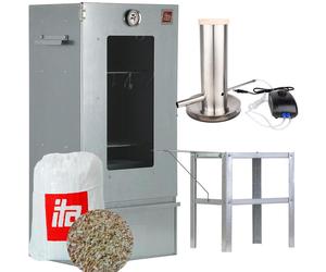 ITA Horno ahumador 7000: Armario ahumador de alta calidad con 3 niveles. Fabricado en acero aleado, con ventana de visualización y termómetro. Calidad fabricada en la UE, directamente del fabricante
