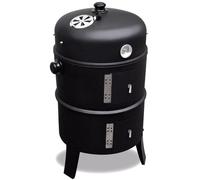 ITA Parrilla Ahumador 3 en 1 Multifuncional - Asar, Ahumar, Cocinar - Parrilla de Carbón Modular con Termómetro y Regulador de Aire en Tapa - Barril Ahumador