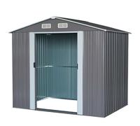 ITALFROM Caseta cobertizo para jardín, chapa galvanizada, 174 x 236 x 201 cm [20753] (gris claro)