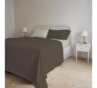 Italian Bed Linen CLNCVERDEACIDOFUMO1P Juego de sábanas Natural Color Plana 150x300, Hoja instalada 90x200cm+Funda 52x82cm, Petroleo/Verde Botella, 100 % Algodón, Acido/Humo, singolo