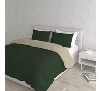 Italian Bed Linen Juego de Funda nórdica 100% algodón Natural Color Made in Italy - Juego de Funda nórdica de 250 x 200 cm con Doble Solapa y Fundas de Almohada, matrimonial, Verde Oliva/Gris